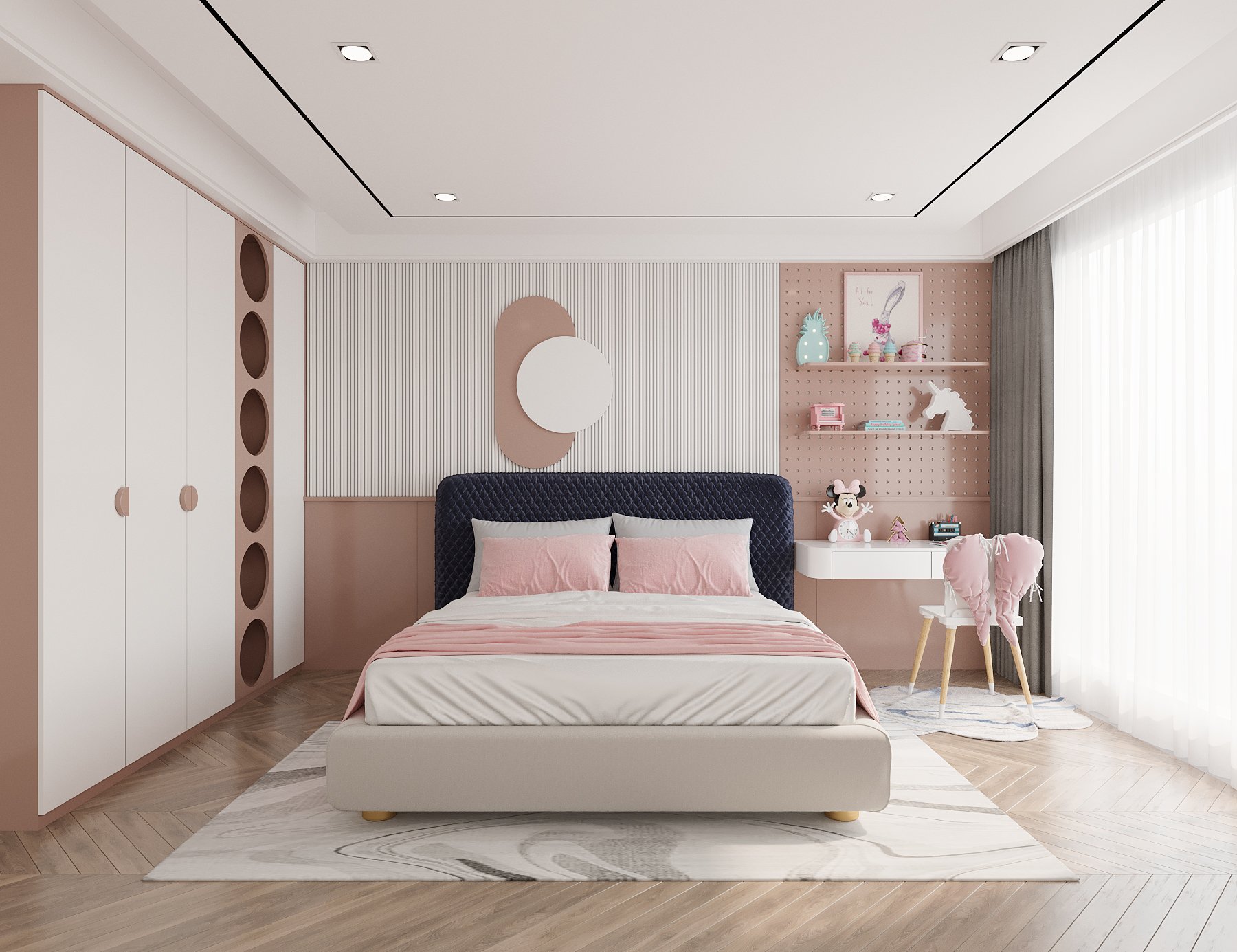 Thiết kế nội thất phòng ngủ con gái hiện đại sang trọng